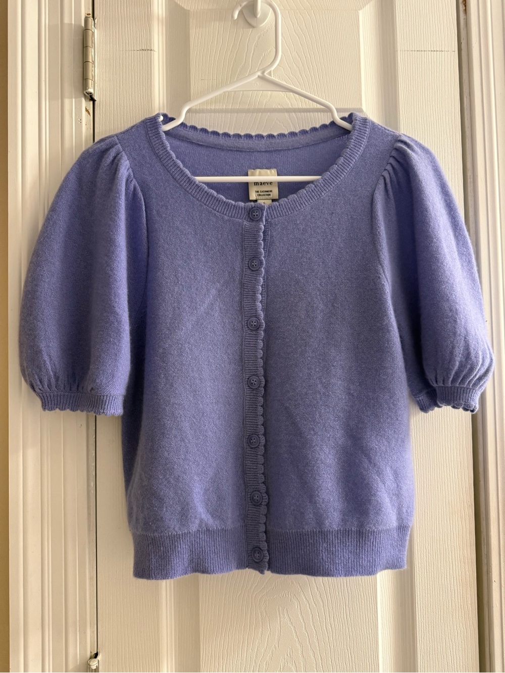 Maeve Lavender 100% Cashmere Button Cardigan